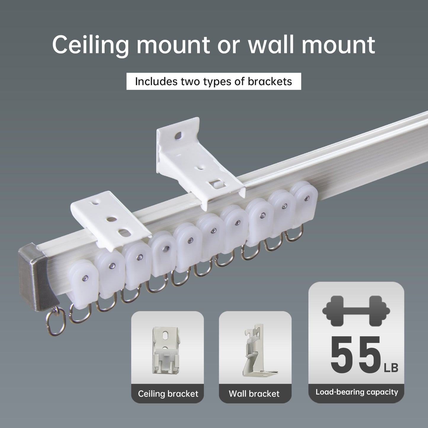 Rail de rideau de plafond pliable, séparateur de pièce, rideau et rail 