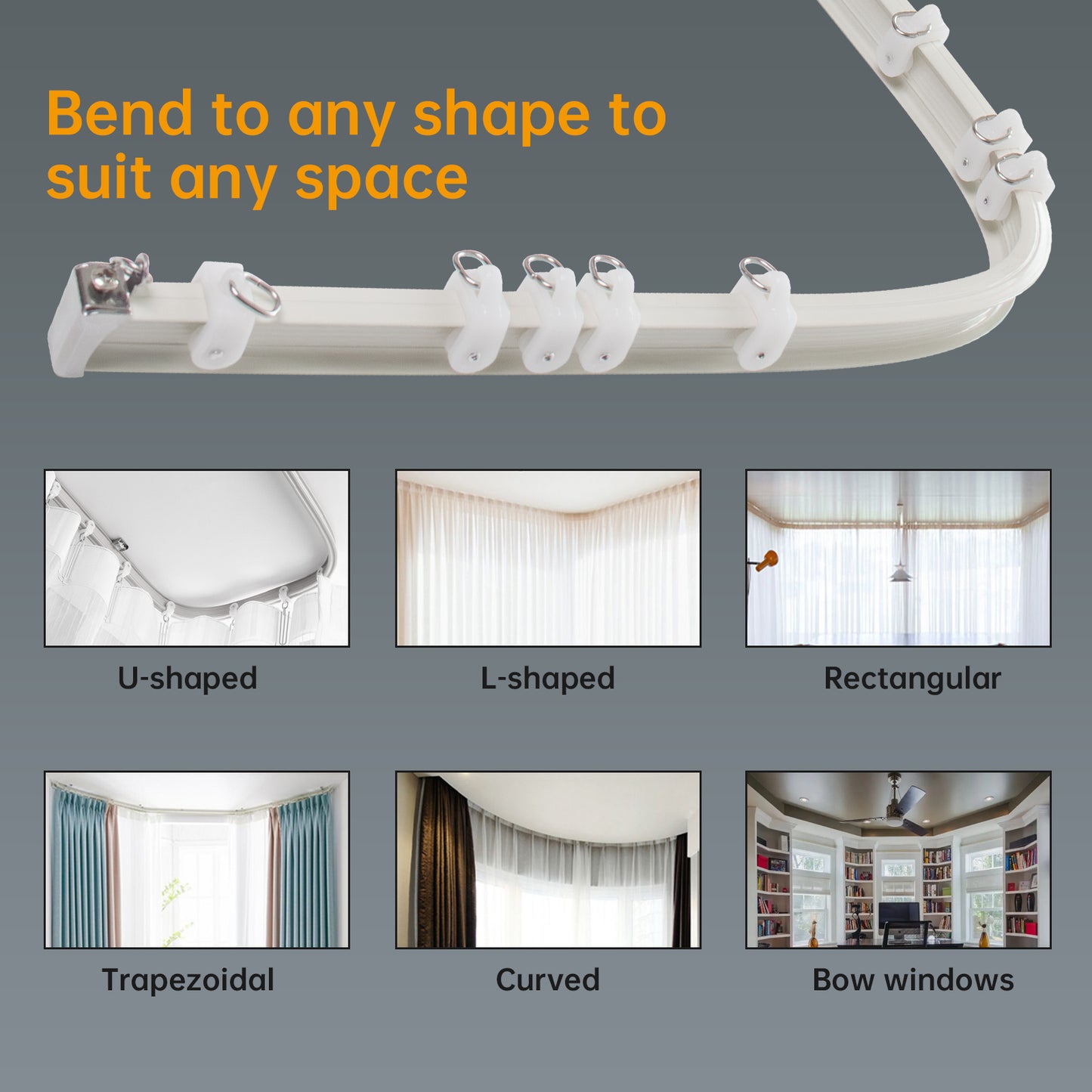 Bendable Ceiling Curtain Track Room Divider Curtain and Track