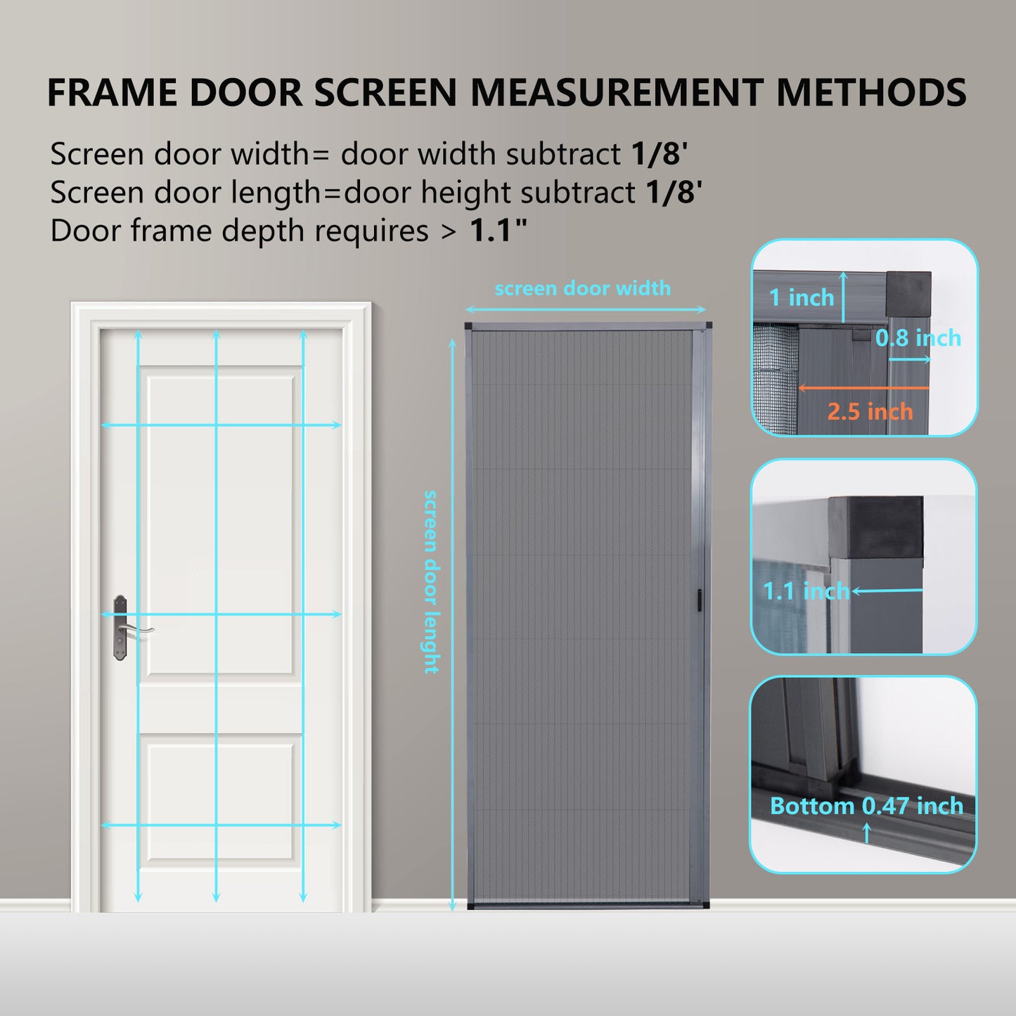 Retractable Screen Door（0.471in Low Track）