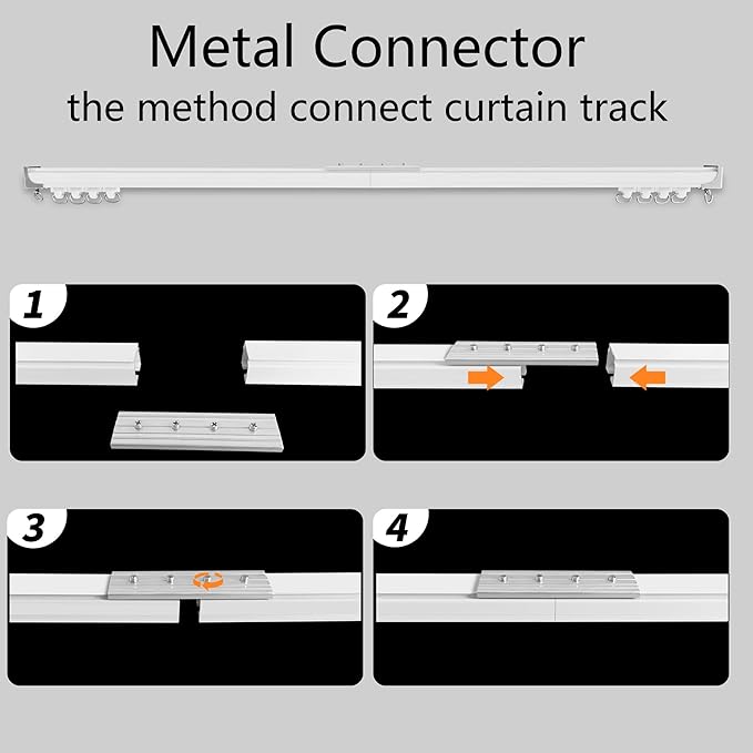 3PCS Track Connector Accessories for Aluminum Curtain Track,White