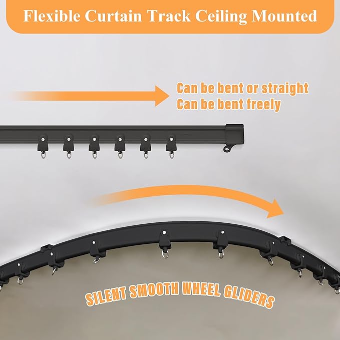 Rideau de séparation occultant avec rail de plafond flexible