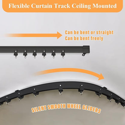 Rideau de séparation occultant avec rail de plafond flexible