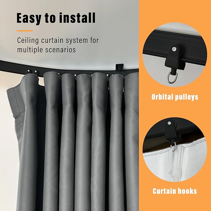 Room Blackout Divider Curtain with Flexible Ceiling Track Suit